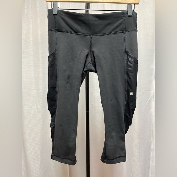 lululemon athletica Pants - Lululemon Luxtreme Women Crop Black Performance Legging Pockets Rouched Legs 4